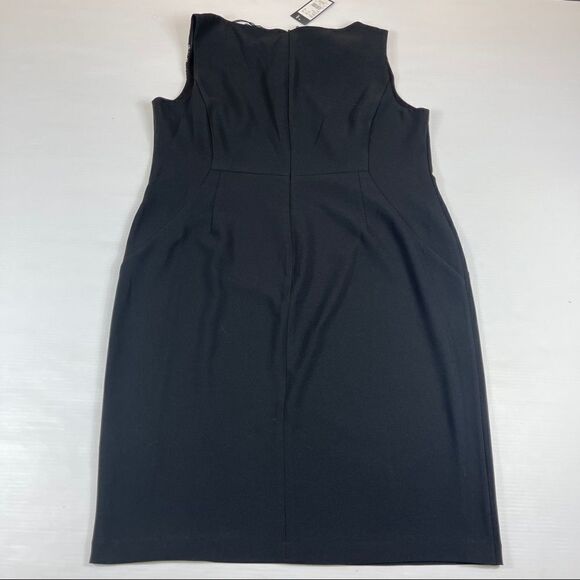 NWT London Times Dress Lace Cowl Neck Cocktail Midi Women's Black Size14W - Picture 2 of 12